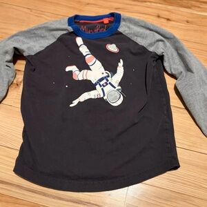 Mini Boden Black and Gray Astronaut Long Sleeve Tee